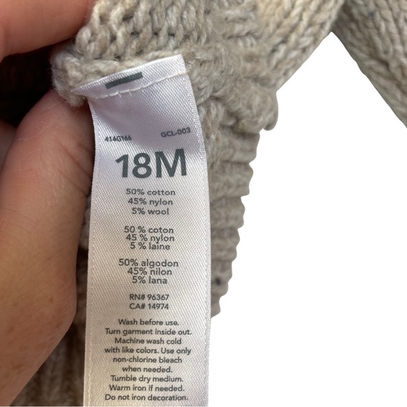 OshKosh | 18 Months Tan Cable Knit Shawl Button Cardigan - Picture 4 of 4